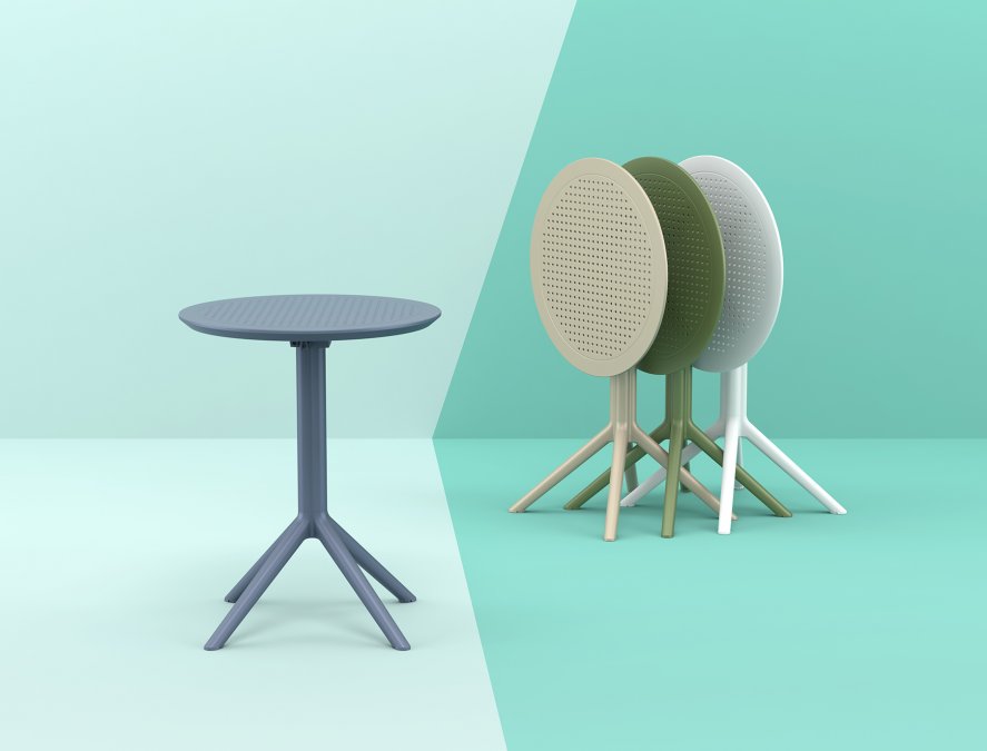Стол пластиковый складной Sky Folding Table 60, белый, 600х740 мм