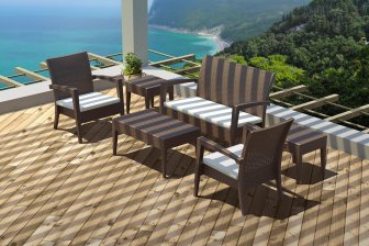 Диван пластиковый плетеный двухместный с подушкой Miami Lounge Sofa