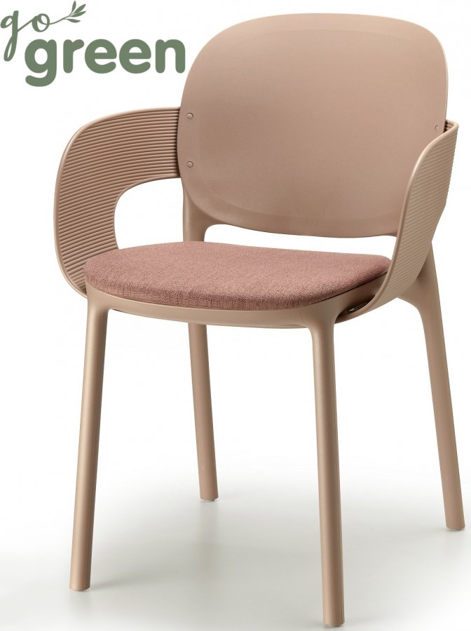 Кресло пластиковое с обивкой Scab Design Hug карамельный