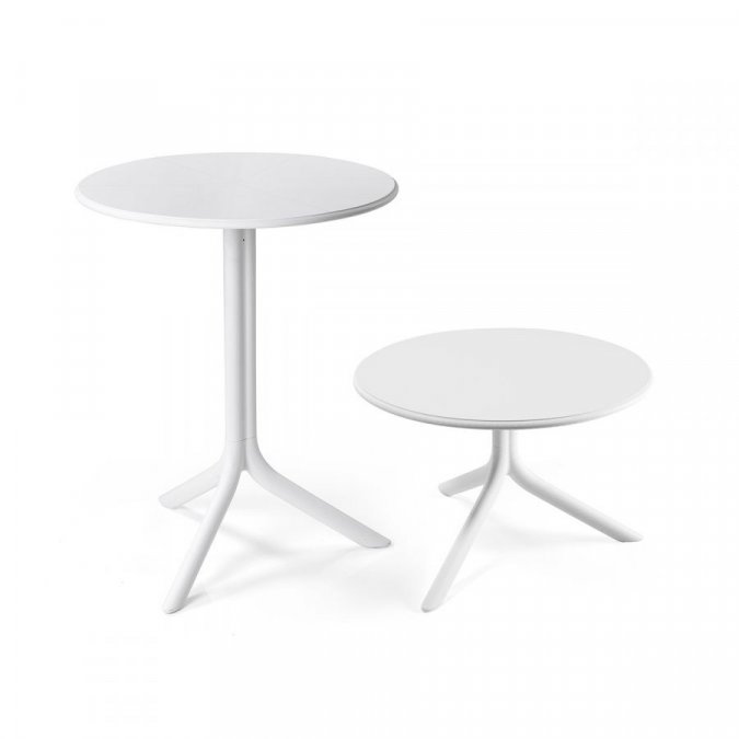 Стол пластиковый обеденный Spritz + Spritz Mini, белый, Ø605х400-765 мм