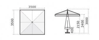 Зонт профессиональный 3.5х3.5 м Palladio Standard