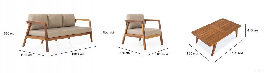 Комплект деревянной плетеной мебели Idea