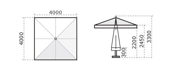 Зонт профессиональный 4х4 м Palladio Standard