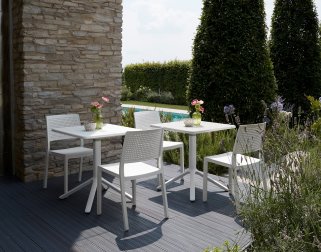 Стол пластиковый складной Eco Folding, лен, 700х700х750 мм