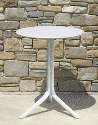 Стол пластиковый обеденный Step + Step Mini, белый, Ø605х400-765 мм