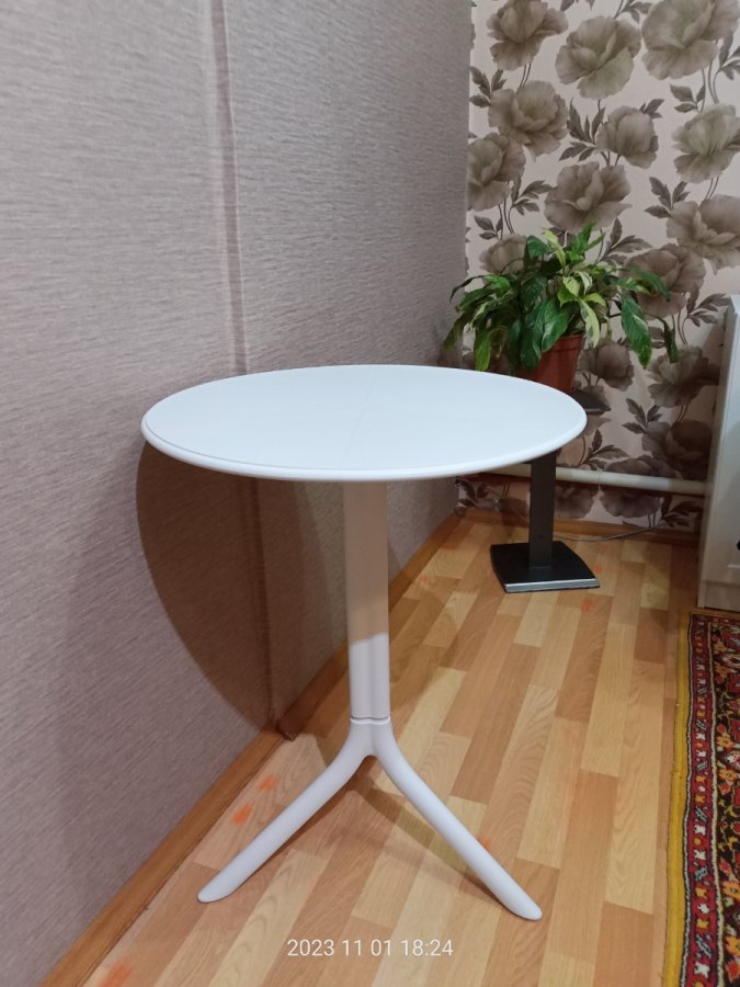 Стол пластиковый обеденный Spritz + Spritz Mini, белый, Ø605х400-765 мм