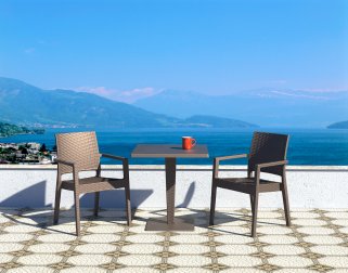 Кресло пластиковое плетеное Siesta Contract Ibiza коричневый