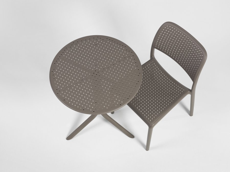 Стол пластиковый обеденный Step + Step Mini, тортора, Ø605х400-765 мм