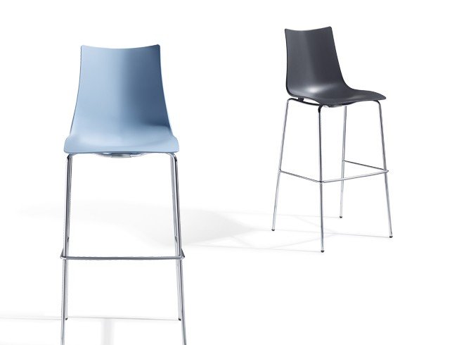 Стул полубарный пластиковый Scab Design Zebra Technopolymer хром, антрацит