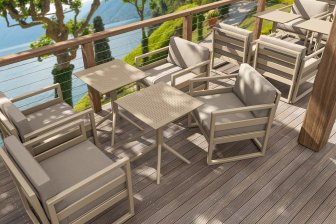 Стол пластиковый Sky Table 70, бежевый, 700х700х740 мм