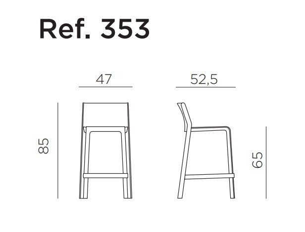 Стул пластиковый полубарный Nardi Trill Stool Mini табак