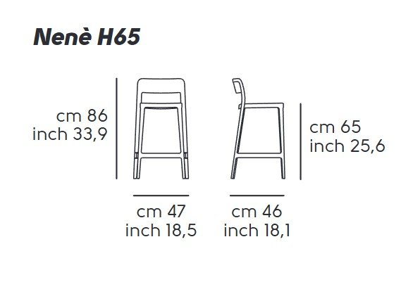 Стул полубарный пластиковый MIDJ Nene H65 PP