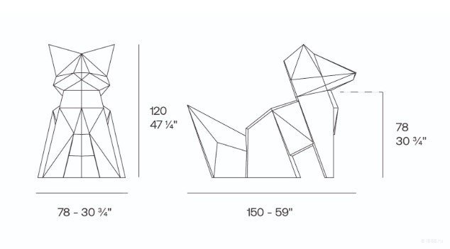 Фигура дизайнерская пластиковая Origami Kitsune Basic