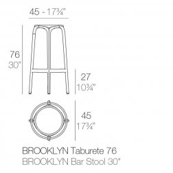 Табурет пластиковый барный Vondom Brooklyn Basic голубой