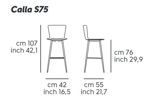 Стул барный пластиковый MIDJ Calla S75 M PP антрацит, серый