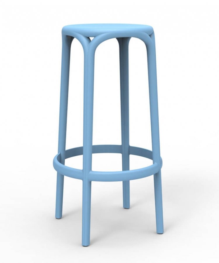 Табурет пластиковый барный Vondom Brooklyn Basic голубой