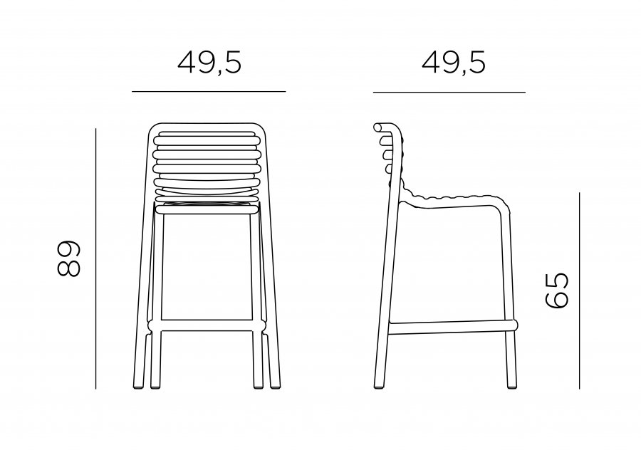 Стул пластиковый полубарный Doga Stool Mini антрацит