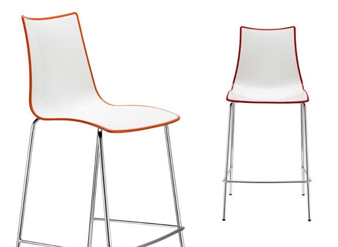 Стул барный пластиковый Scab Design Zebra Bicolore хром, белый, красный