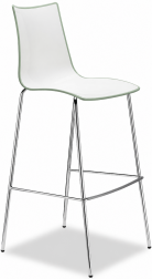 Стул барный пластиковый Scab Design Zebra Bicolore хром, белый, зеленый шалфей
