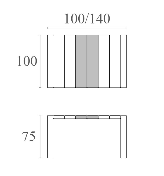 Стол пластиковый раздвижной Vegas Table, темно-серый, 1000-1400х1000х750 мм