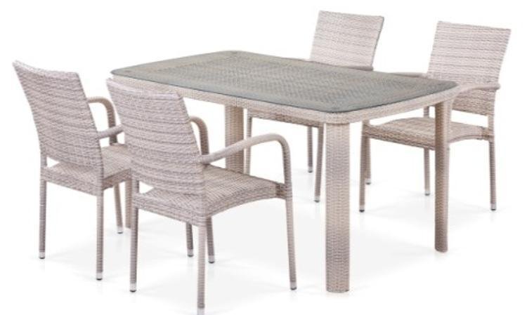 Комплект плетеной мебели T51A/Y376-W85-150x85 4Pcs Latte
