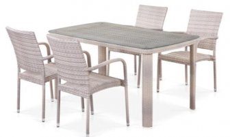 Комплект плетеной мебели T51A/Y376-W85-150x85 4Pcs Latte