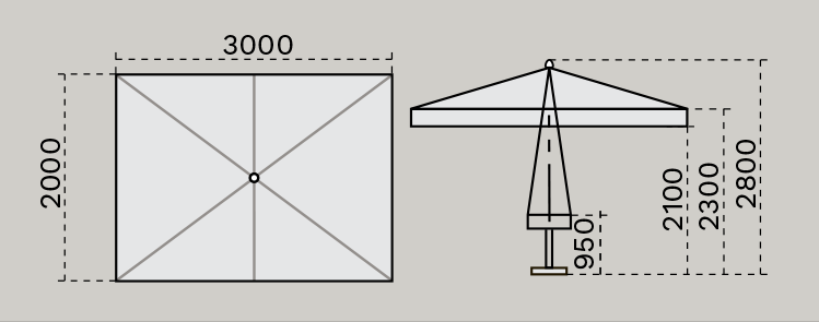 Зонт профессиональный 2х3 м Palladio Standard