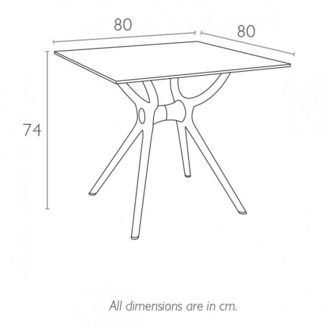 Стол пластиковый Air Table 80, белый, 800х800х740 мм
