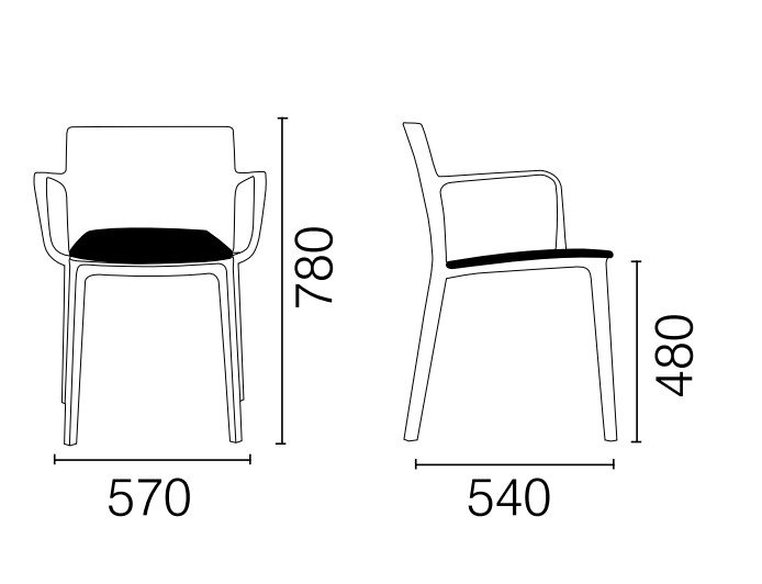 Кресло пластиковое с обивкой PAPATYA Evo-K Seat Soft антрацит