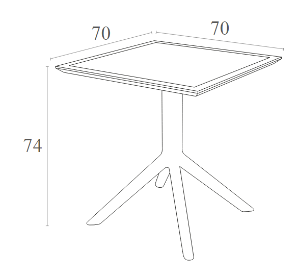 Стол пластиковый Sky Table 70, черный, 700х700х740 мм