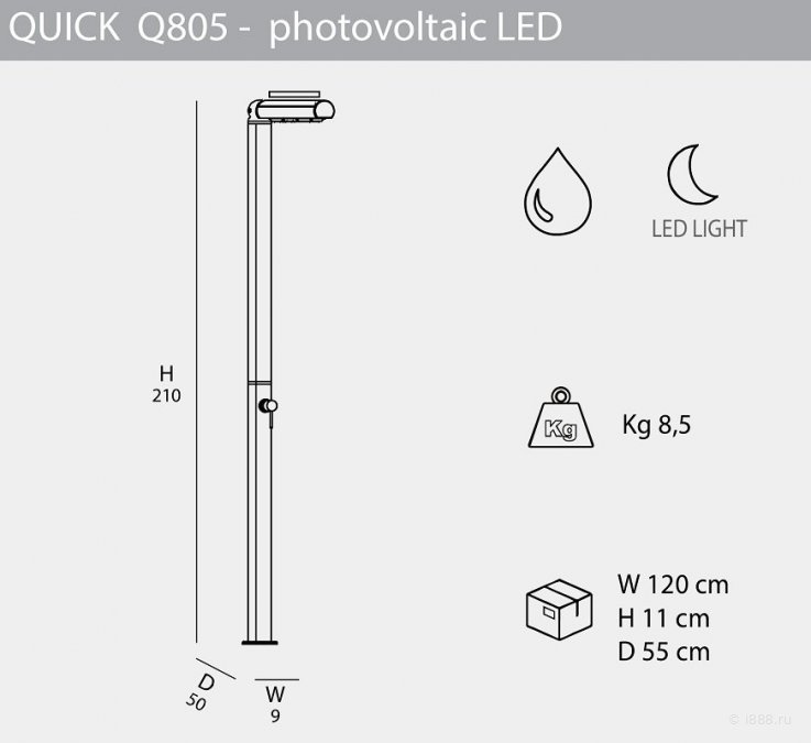 Душ уличный с подсветкой Quick Q805