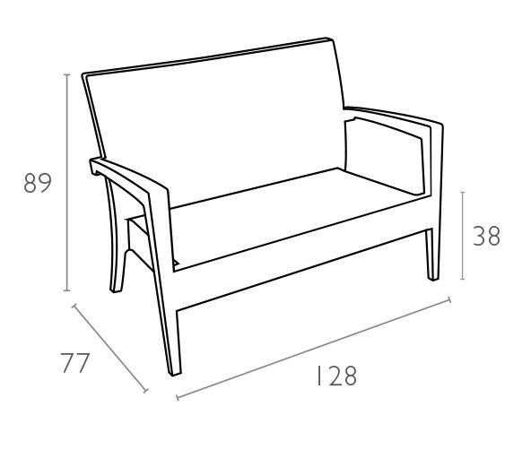 Диван пластиковый плетеный двухместный с подушкой Miami Lounge Sofa