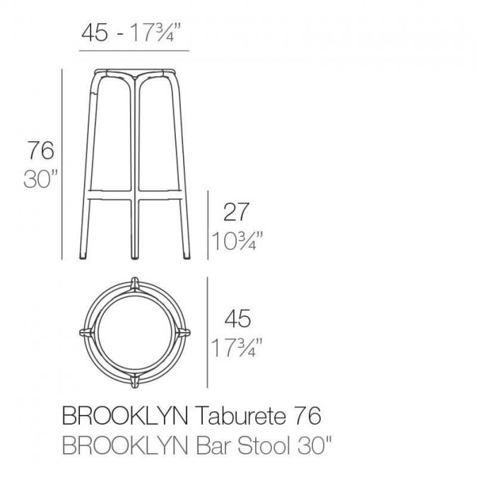 Табурет пластиковый барный Vondom Brooklyn Basic тортора