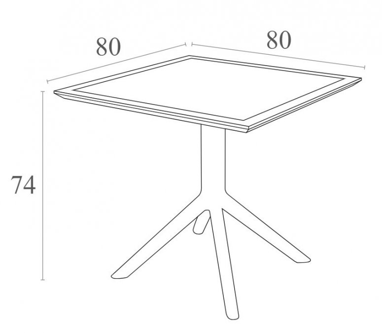 Стол пластиковый Sky Table 80, черный, 800х800х740 мм