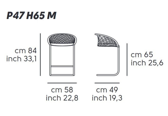 Стул полубарный плетеный MIDJ Stool P47 H65 M TS_CU