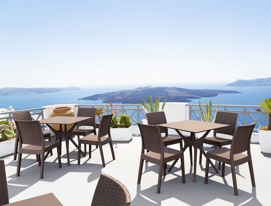 Стол пластиковый Ibiza Table 80, коричневый, 800х800х740 мм