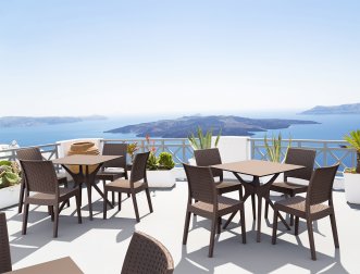 Стол пластиковый Ibiza Table 80, коричневый, 800х800х740 мм
