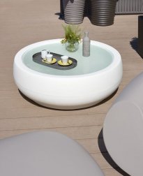 Столик пластиковый журнальный со стеклом Chubby Side Table Pop