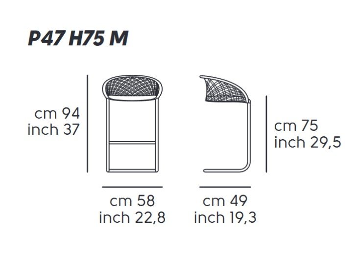 Стул барный плетеный MIDJ Stool P47 H75 M TS_CU