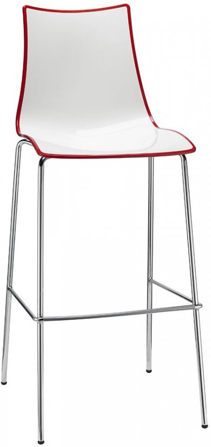 Стул барный пластиковый Scab Design Zebra Bicolore хром, белый, красный