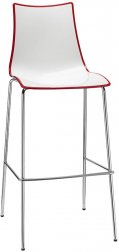 Стул барный пластиковый Scab Design Zebra Bicolore хром, белый, красный
