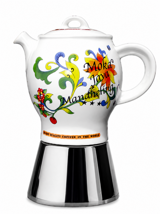 Кофеварка гейзерная на 4 порции, деколь Caffe a 3 Stelle