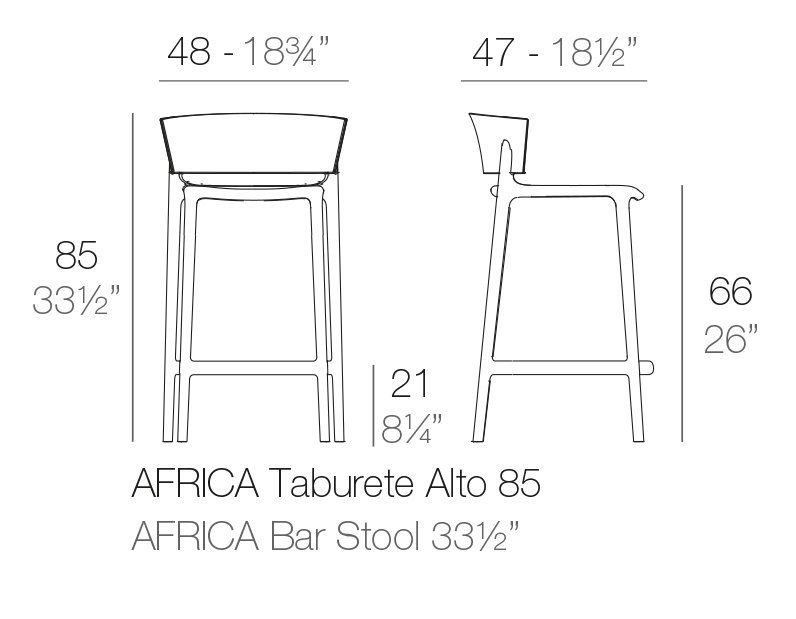 Стул пластиковый полубарный Vondom Africa Basic белый