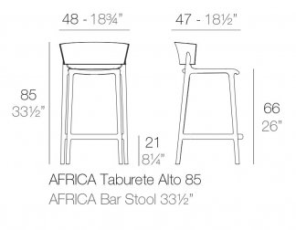 Стул пластиковый полубарный Vondom Africa Basic белый
