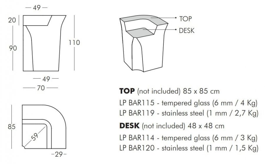 Стойка пластиковая барная светящаяся Jumbo Corner Lighting