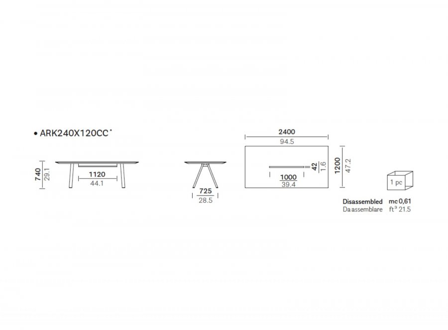 Стол с каналом для протяжки проводов Arki-Table CC Compact