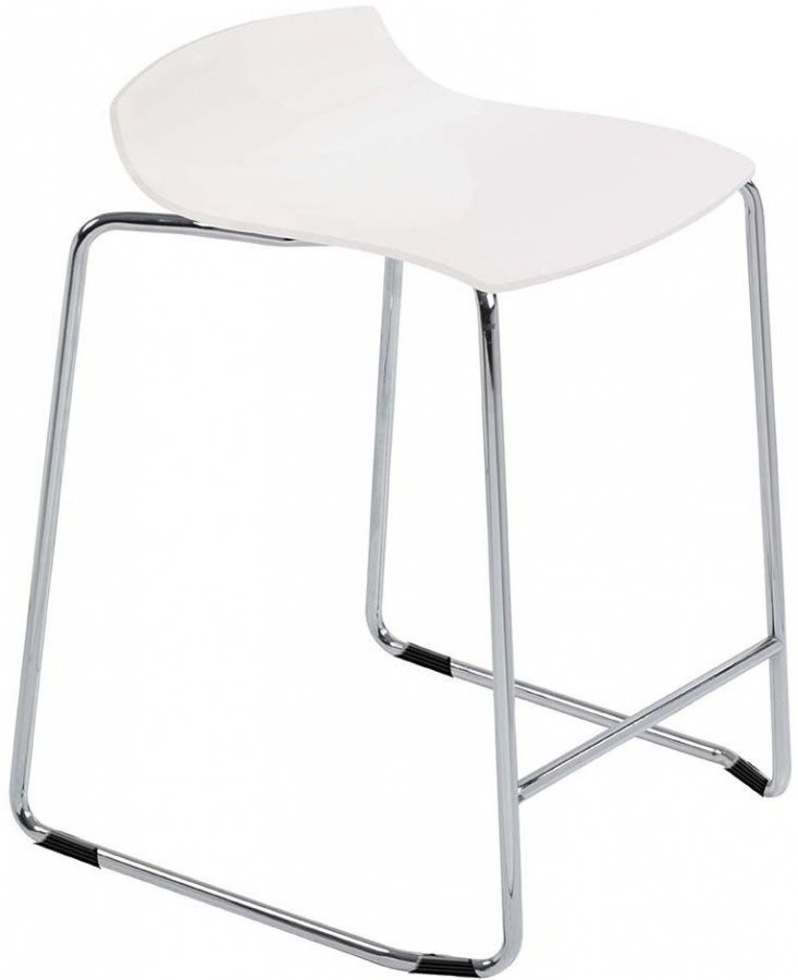 Табурет пластиковый полубарный PAPATYA X-Treme Sled хромированный, белый