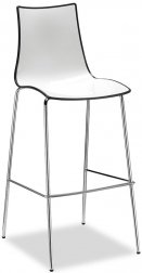 Стул барный пластиковый Scab Design Zebra Bicolore хром, белый, антрацит