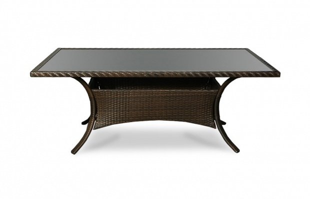Стол плетеный со стеклянной столешицей