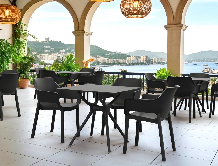 Стол пластиковый Air Table 80, черный, 800х800х740 мм